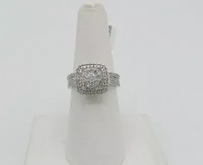  Zales 1CT Halo Diamond Engagement Bridal Wedding 10K White Gold Anniversary Set • $429.99