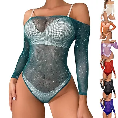 Boudoir Lingerie Set Women's Solid Drilling Lingerie Siamese Fishnet Bodysuit • $27.27