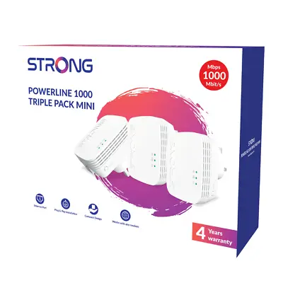 Strong 1000Mbps Mini Powerline Ethernet Home Plug Gaming TV Adapter Triple Pack • £57.99