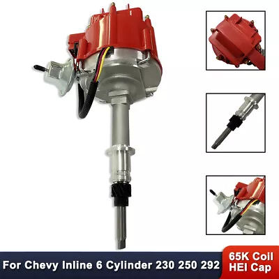 For Chevy Inline 6 Cylinder 230 250 292 65K Coil HEI Distributor Red Cap JM6523R • $68.68