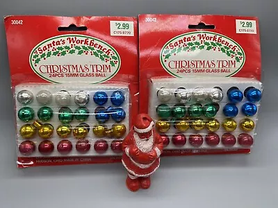 48 Vintage Glass Miniature Tree Christmas Ornaments 15mm Balls Plus Santa! • $22