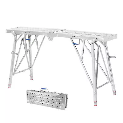 Portable Work Platform Step Ladder Folding Scaffolding Platform Adjustable • $73.99