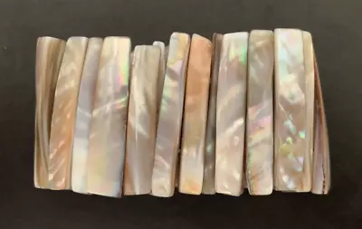 Vintage Mother Of Pearl/Abalone Cuff Elastic Stretch 1 3/8  Bracelet • $7.99