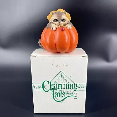 CHARMING TAILS Resin Reginalds Hideaway Racoon RETIRED 1997 Fall Pumpkin • $19.99