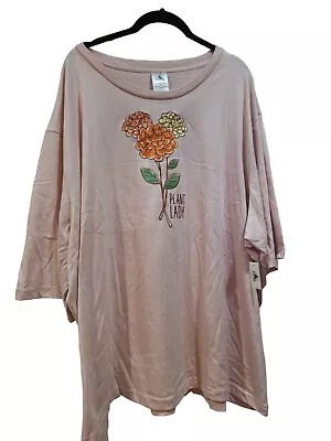 Disney Parks Plant Lady Embroidered Pink T-Shirt Mickey Floral Women's 3XL NEW • $24.95