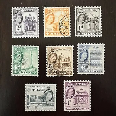 Malta Lot Of 8 Different Wilding Stamps Short Set 1/- Queen Elizabeth Ii • $113.63