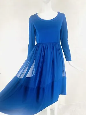 Vintage MALCOLM STARR ELINOR SIMMONS Blue Chiffon Dress S/M • $19