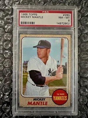 1968 Topps - #280 Mickey Mantle Psa 8 NM - MT Card! • $2300