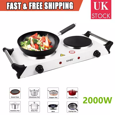 Electric Hob Double Ring Table Top Hot Plate 5 Powerful Level Portable Cooker • £23.99