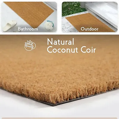 Heavy Duty Natural Coconut COIR Door Mat Matting Entrance Rubber Area Rug Home • £11.01