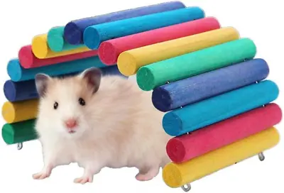 Duokon Hamster Wooden Bridge Rainbow Suspension Bend Ladder Small Pet Supplies • £11.50