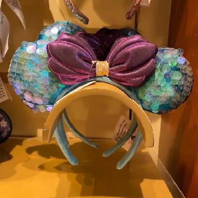 US Disney Parks Little Mermaid Ariel Dinglehopper Minnie Mouse Bow Ears Headband • $17.59