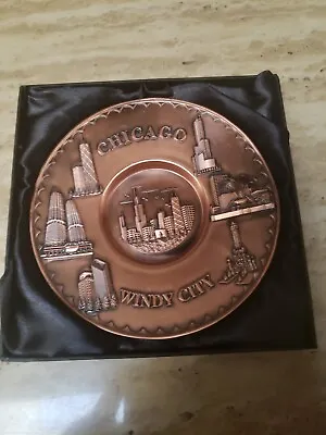 ✅ Chicago Souvenir Plate Copper Toned 3D Metal • $23.99