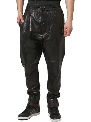 Leather Joggers Black Leather Pants Men Soft Lambskin Jogger Style Trouser • $149.99