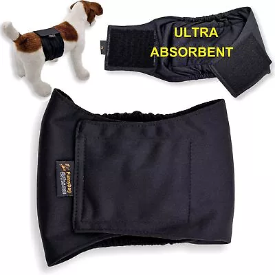 Male Dog Diaper LEAK PROOF Belly Band Washable ULTRA ABSORBENT Small Large Black • $9.90