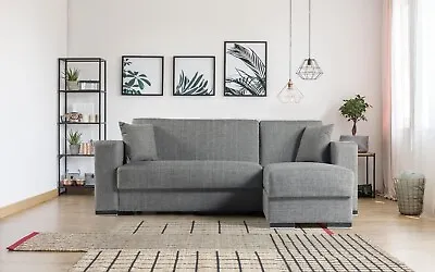 Grey Modern Universal Corner Orka L Shaped 3-2 Seater Stylish Sofa Bed. • £460