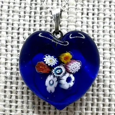 Murano Glass Handcrafted Millefiori Pendant & 925 Sterling Silver Necklace • $24.90