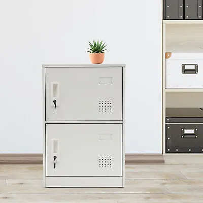 Metal Locker Steel Storage Cabinet W/ 2 Doors+4 Keys For Documents Jewelry Cloth • $95