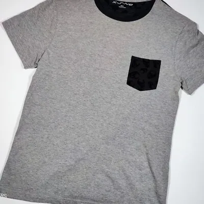 Xsive Pocket T Shirt Men's XL Heather Gray Black Crew Skull Monogram Graphic Tee • $16.80