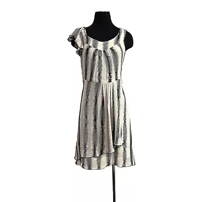 $19.95 • Buy CUE Beige Print Sleeveless Pencil Dress Size 8 XS Classic Work Style