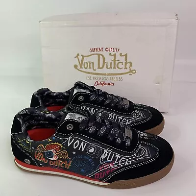 NEW Von Dutch Women's Jax PSYCHO SUPREME Black Velvet Shoes WRJ53 Size 6.5 • $97.70