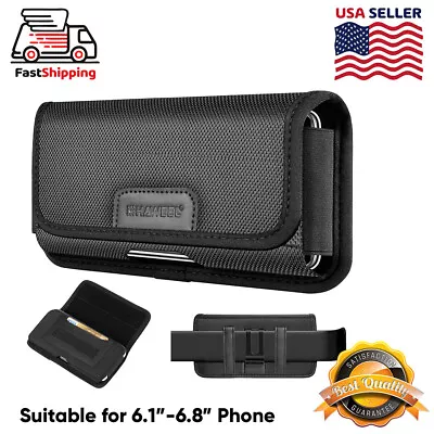 Horizontal Cell Phone Pouch Holster Belt Clip Holder+ Loop Rugged Case (2 Sizes) • $11.95