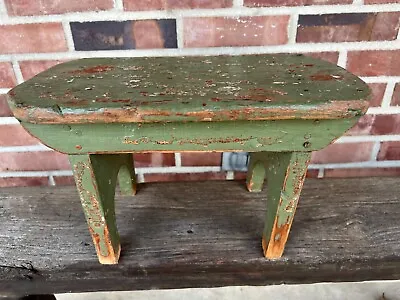 Old Vintage Rustic Primitive Wooden Stool With Old Chippy Paint Jobs • $65