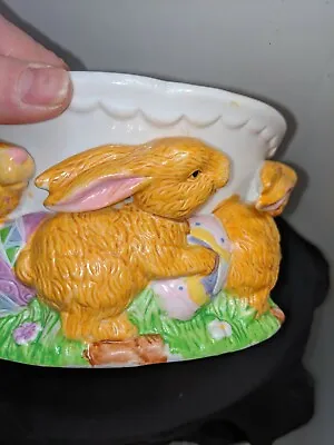 $14.29 • Buy Vintage Easter Ceramic Candy Dishes / Bowls Bunnys And Easter Eggs -set Of Two 