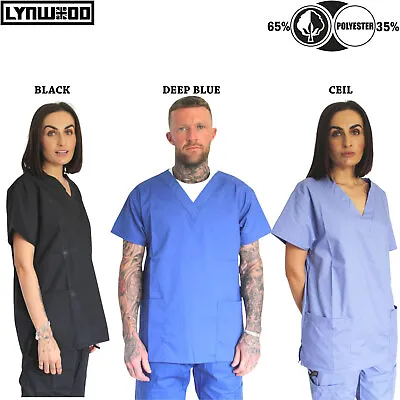 £11.99 • Buy Scrub Medical Uniform Top Women Men Tunic Nurse Hospital Work Wear All Colors