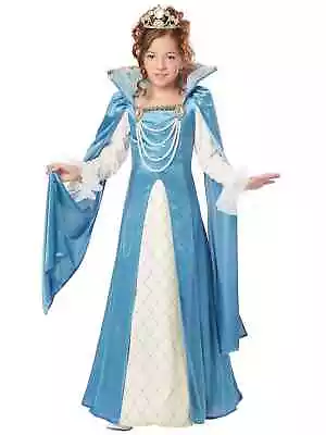 Renaissance Queen Princess Medieval Blue Gown Story Book Week Girls Costume • $55.95