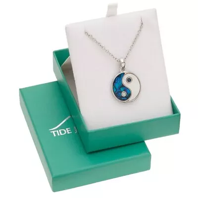 Yin Yang Necklace Paua Abalone Shell Pendant Silver Jewellery Boxed • £10.95