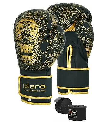 EVO Maya Leather GEL Boxing Gloves MMA Punch Bag Sparring Muay Thai Fight Train • $24.65