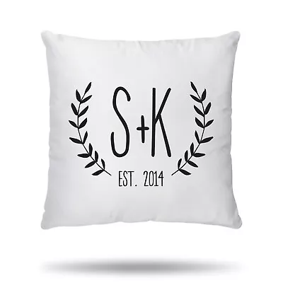 PERSONALISED Cushion Cover Couple Names Initial Mr&Mrs Gift For Couples  • £8.99