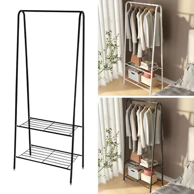 Metal Clothes Rail Rack Garment Stand Bedroom Open Wardrobe Cloth Storage Shelf • £13.94