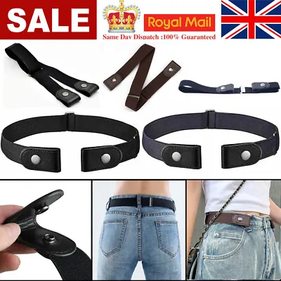 Mens Women No Bulge Hassle Buckle Free Elastic Belts Invisible Belt Jeans Gifts • £4.59