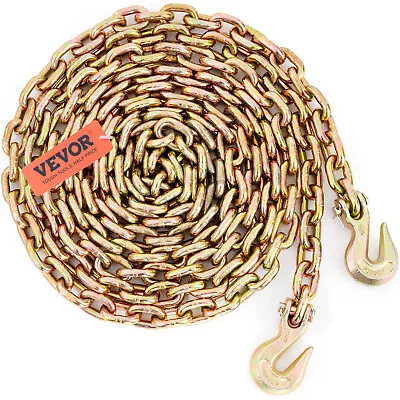 VEVOR 3/8'' X 20' Binder Chain G80 Transport Tow Chain W/Hooks 7100lbs Load • $50.99