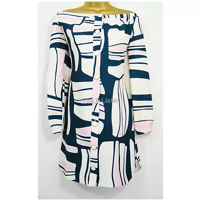 £14.99 • Buy Retro Print Off Shoulder Strapless Dress Size 8 60's 70's By Closet
