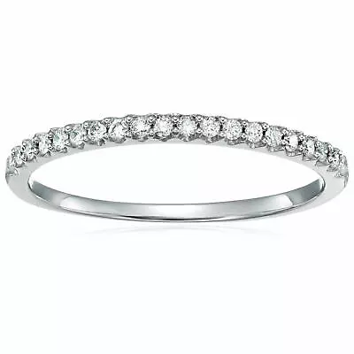 1/6 Ct Diamond Wedding Band Women 10K White Gold Round Micro Pave Prong Petite • $189.99