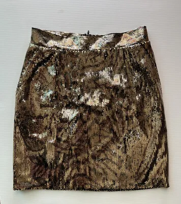 $23.99 • Buy Zara Womens Gold Pockets Party Sequin Beaded Mini Skirt Size S