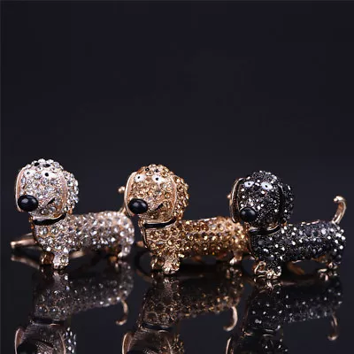 Bling Crystal Dog Dachshund Keychain Purse Pendant Car Holder Key Ring Nice B_MF • $3.38