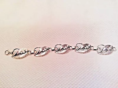 English Vintage Bracelet Leaves Pure Sterling Silver 925 Length 7 1/4 Perfect! • $60
