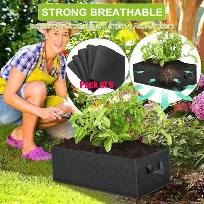 5 Pack Vegetable Grow Bags Plant Grow Bags Breathable Garden Growing Bag • £8.99