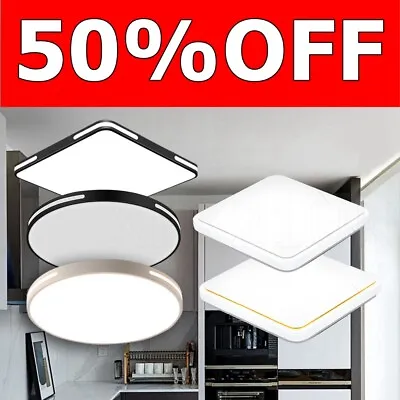 Modern LED Ceiling Light Round Square Panel Down Lights Bathroom Kitchen Lamp • £19.99