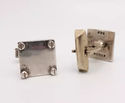 Mexico Sterling Silver 925 Vintage Square Mens Cufflink  • $29.99