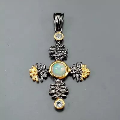 Vintage Jewelry Opal Pendant 925 Sterling Silver  /NP34029 • $8.99
