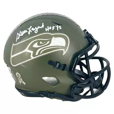 Steve Largent Signed HOF 95 Inscription Seattle Seahawks Salute To Service Mini • $105.95