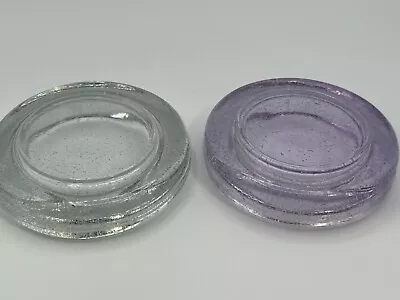 Mexican Clear And Purple Glass Bubble Trinket Dish Candle Holders Ashtray • $17.95