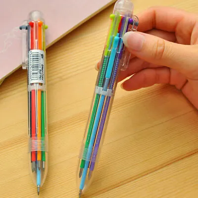 Multi-color 6 In 1 Color Ballpoint Pen Ball Point Pens Kids School Office Supply • $3.88