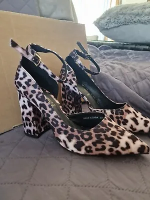 Leopard Print High Heeled Shoes Size 6 London Rebel • £9.99