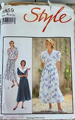 STYLE 1859 Sewing Pattern Ladies Dropped Waist Dress & Contrast Collar Size 12 • £1.75